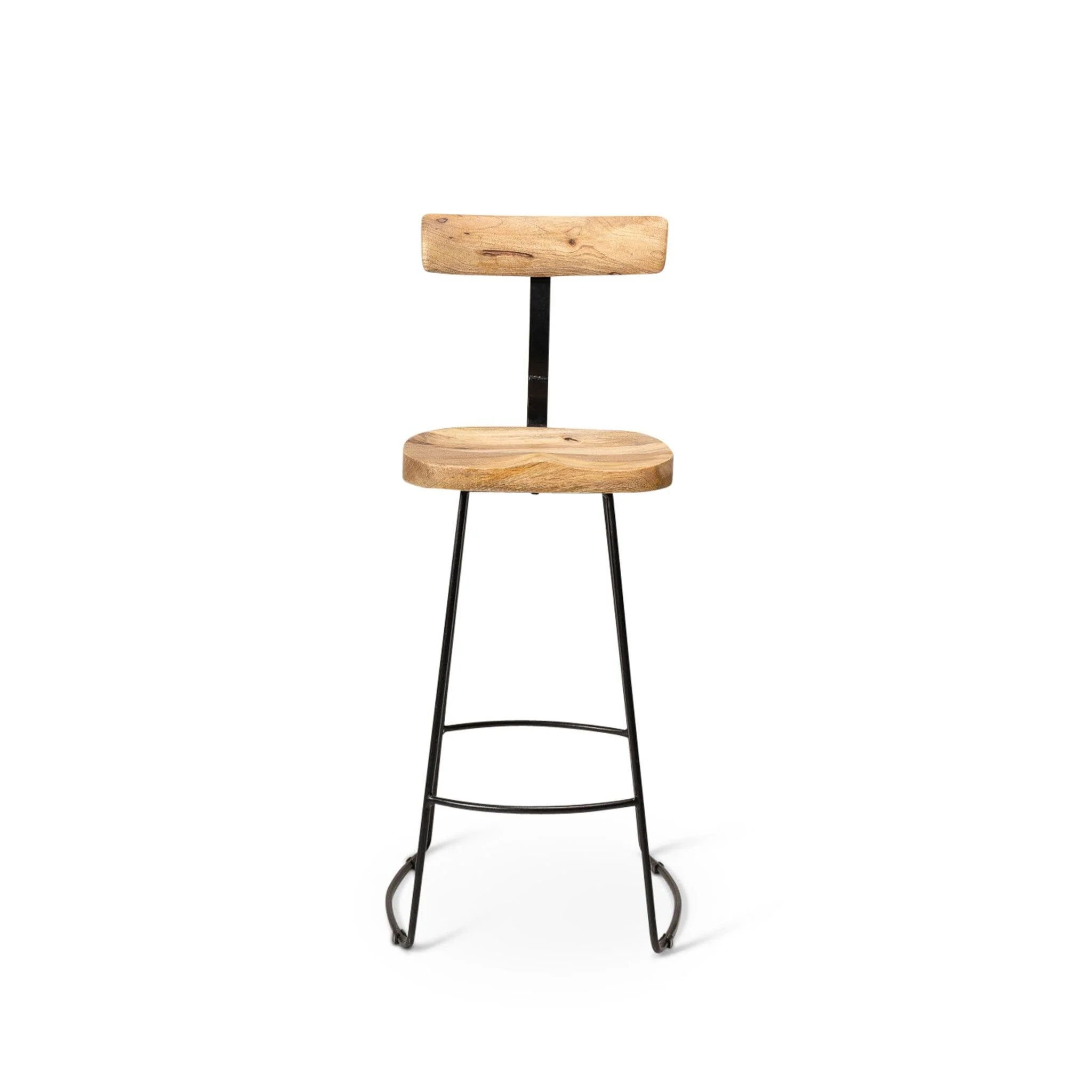 Aiden Natural Mango Wood Bar Stools - Set of 2 - Black Iron Legs - Image 17