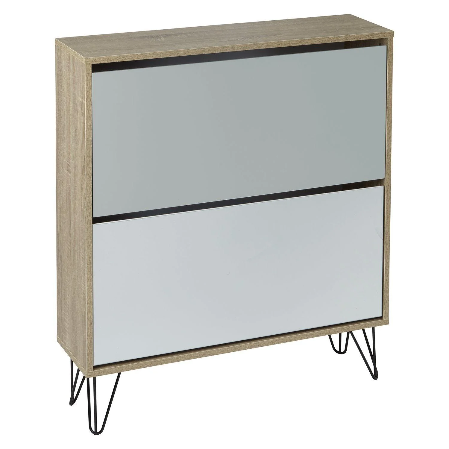 Anderson Shoe Cabinet - 2 Door - Oak Effect & Grey - Image 6