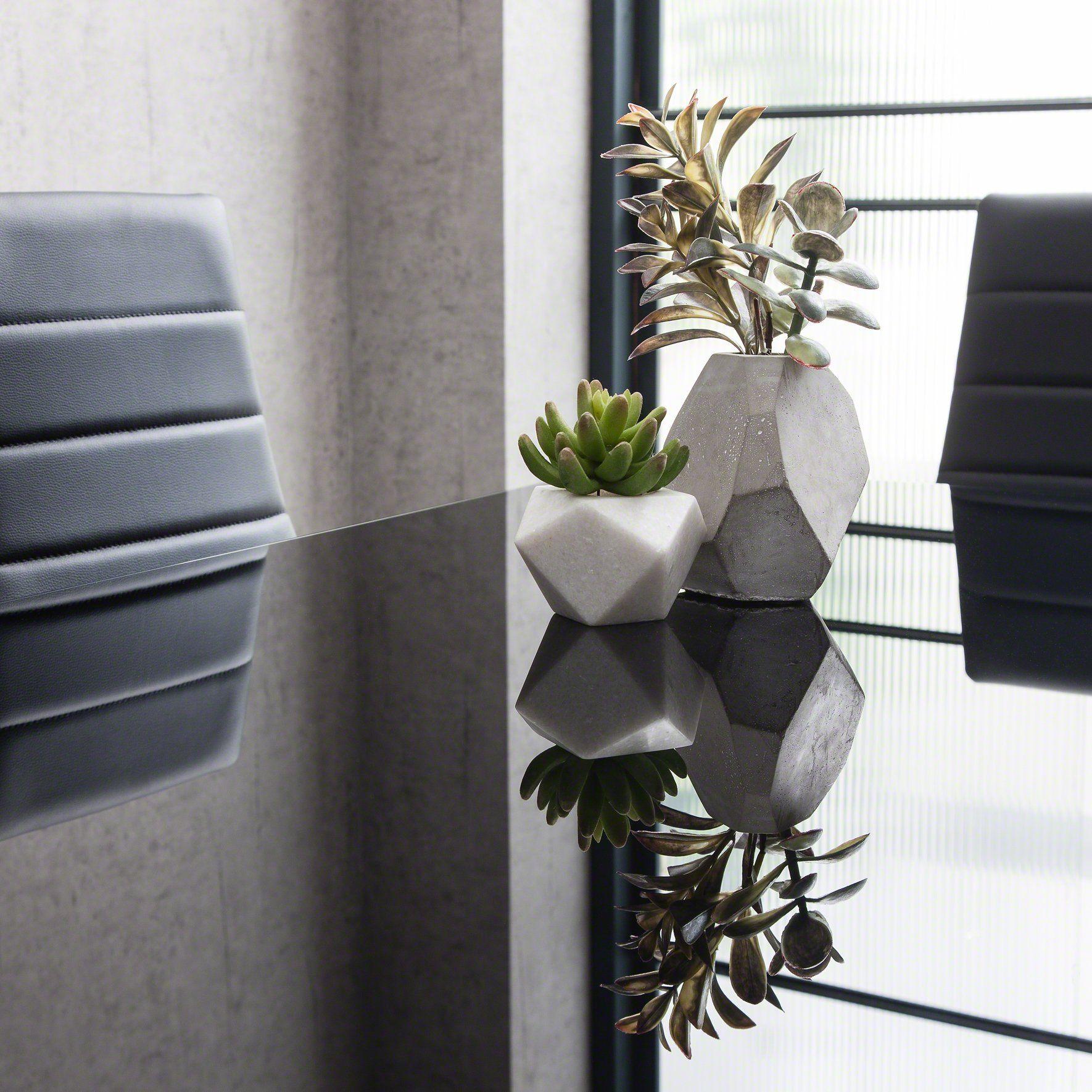 Anya Glass Dining Table Set - 6 Seater - Anya Black Faux Leather Chairs - Image 3