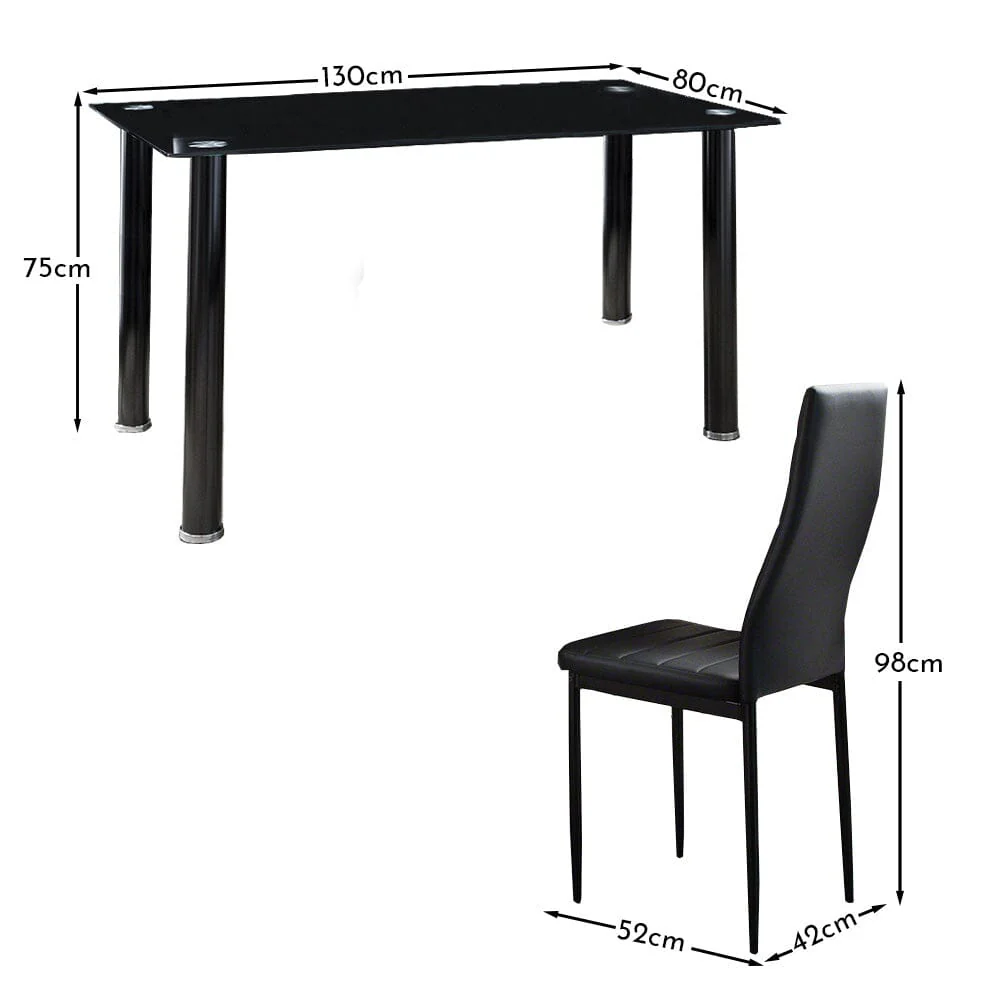 Anya Glass Dining Table Set - 6 Seater - Anya Black Faux Leather Chairs - Image 8