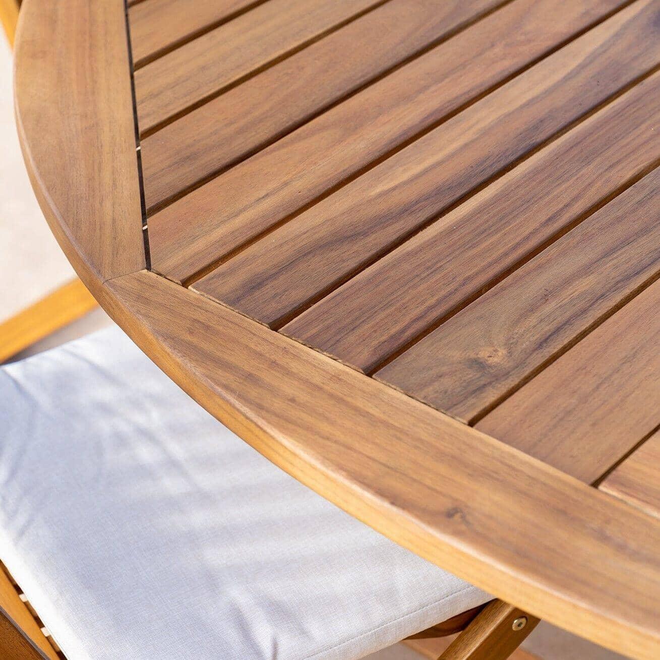 Ashby 6 Seater Wooden Round Folding Garden Dining Table - 130cm - Image 9