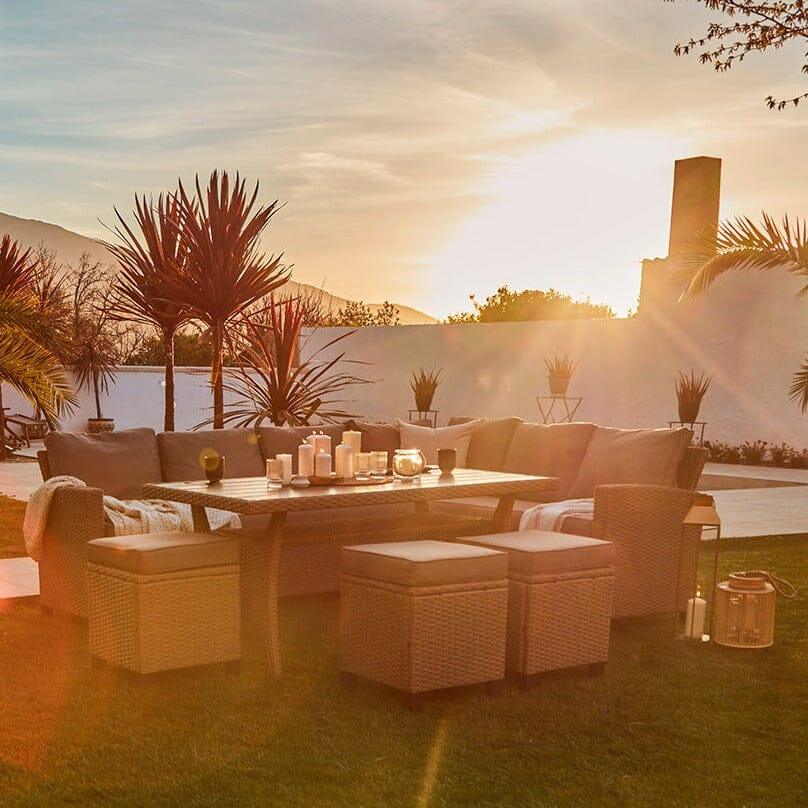 Aston 9 Seater Rattan Corner Sofa Set with Polywood Table Top - Natural Brown - Image 8