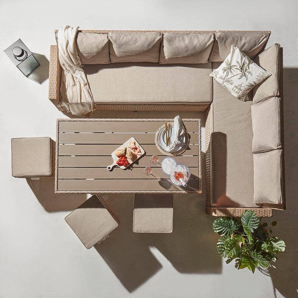 Aston 9 Seater Rattan Corner Sofa Set with Polywood Table Top - Natural Brown - Image 7