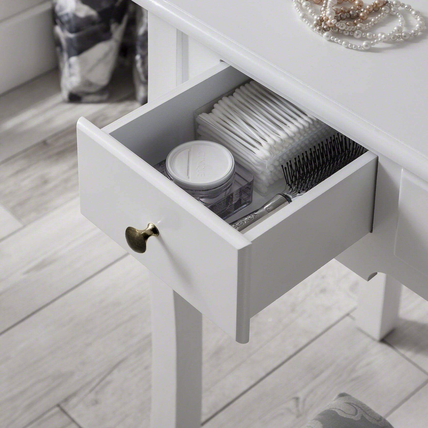 Capri White Dressing Table with Mirror & Stool - Image 4