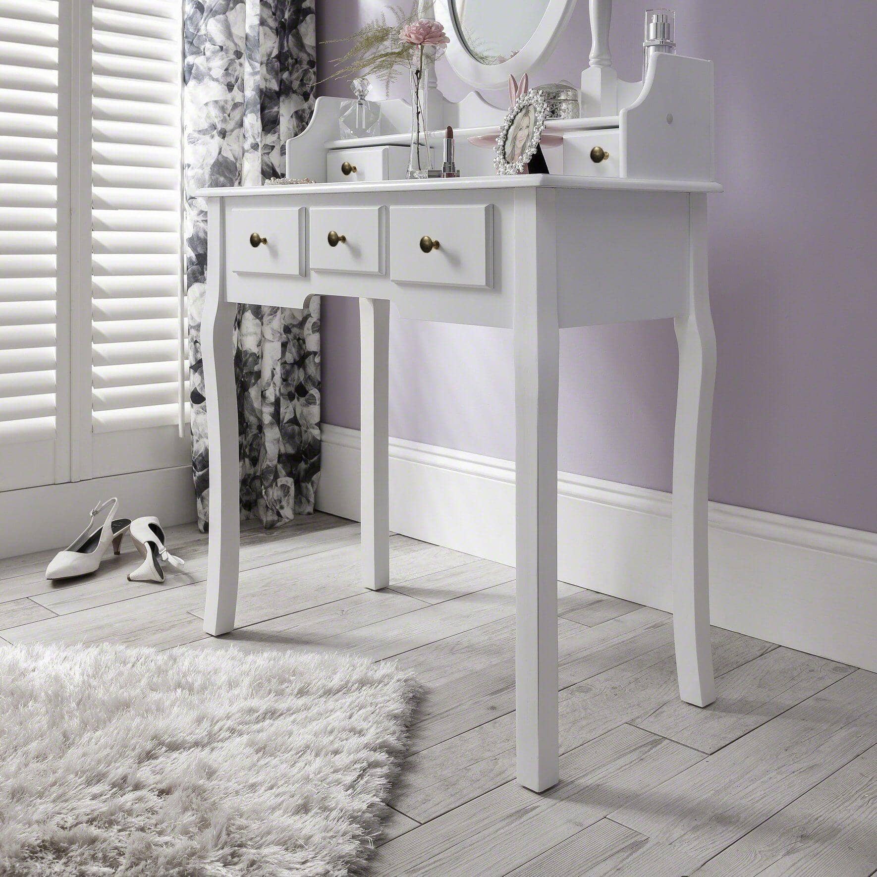 Capri White Dressing Table with Mirror & Stool - Image 5