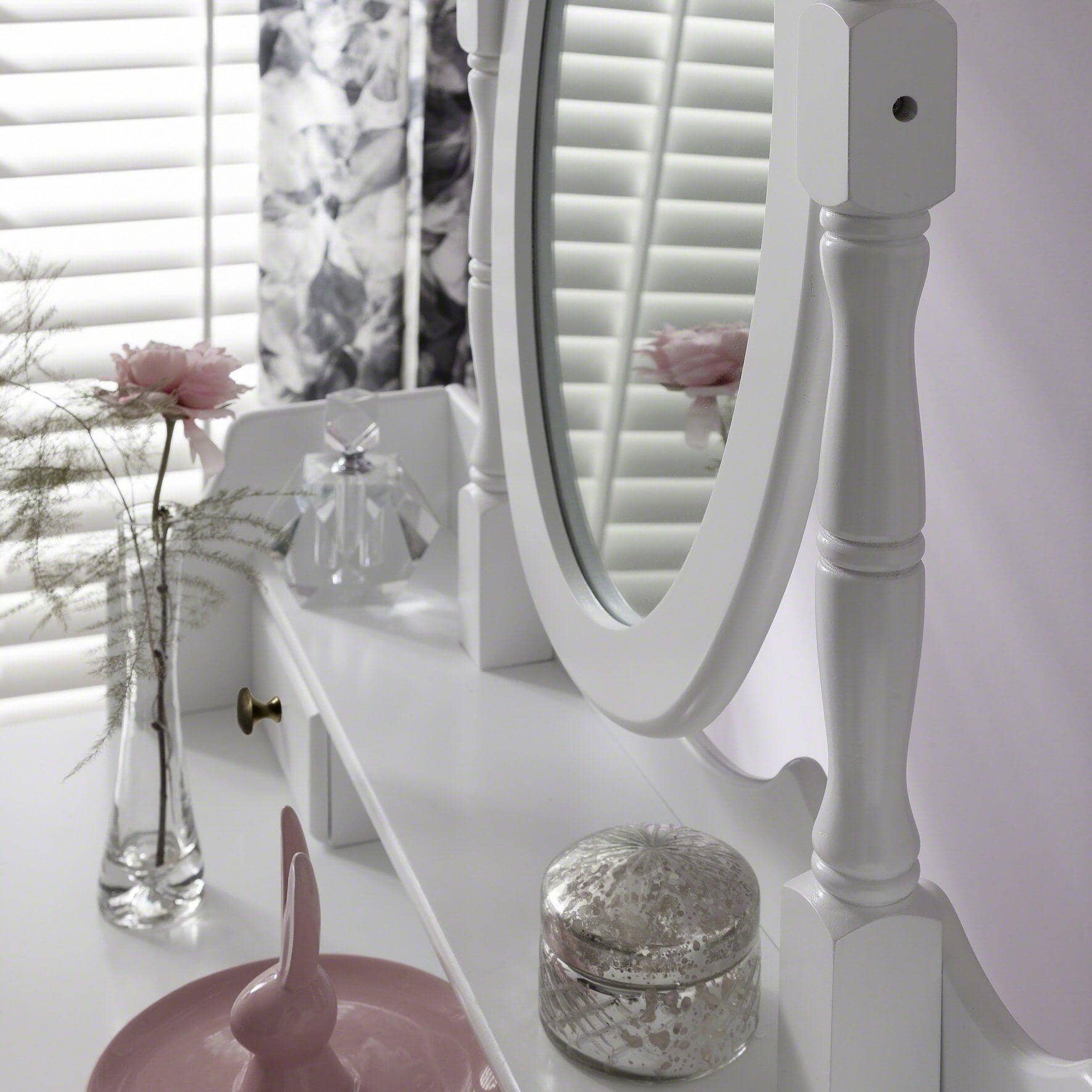 Capri White Dressing Table with Mirror & Stool - Image 9