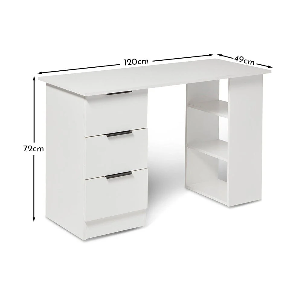 Essie 3 Drawer Desk - White - Image 11