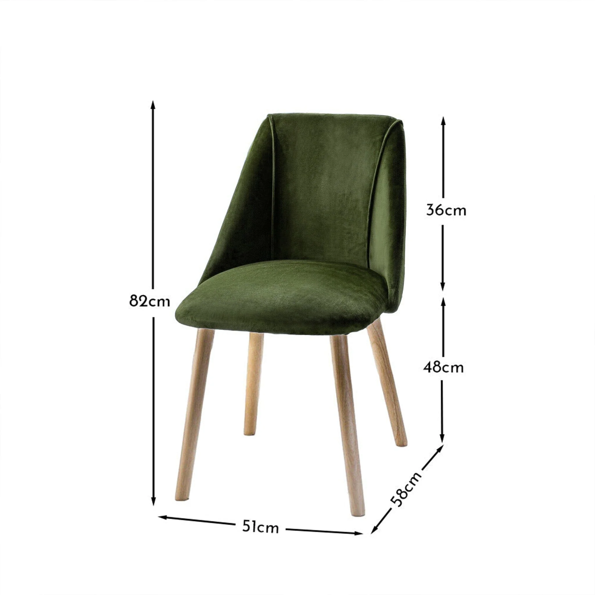 Freya Fern Green Dining Chairs - Set of 2 - Whitewash Oak Legs - Image 3