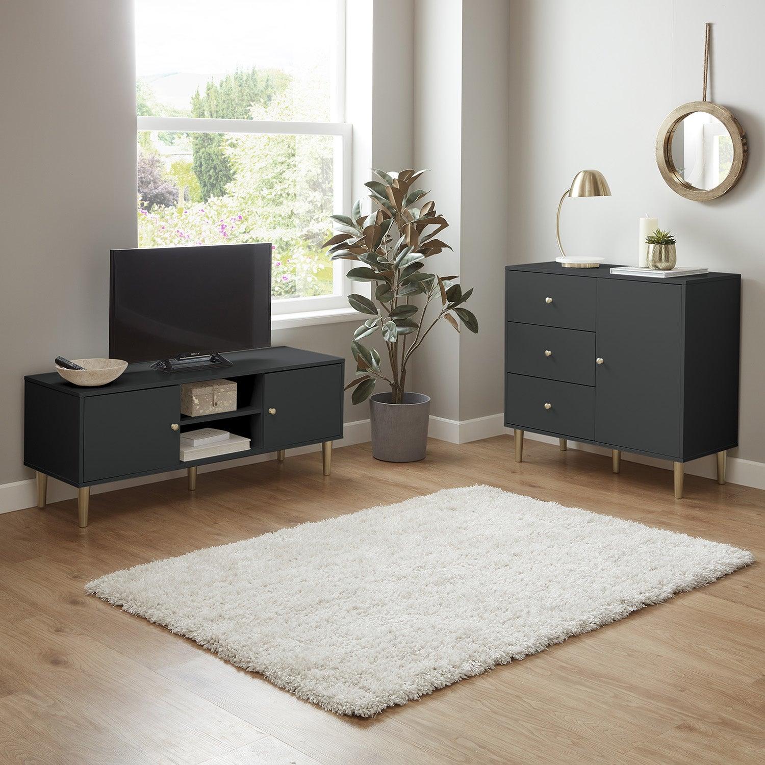 Outlet - Iliana TV Unit - Charcoal Grey - Image 4
