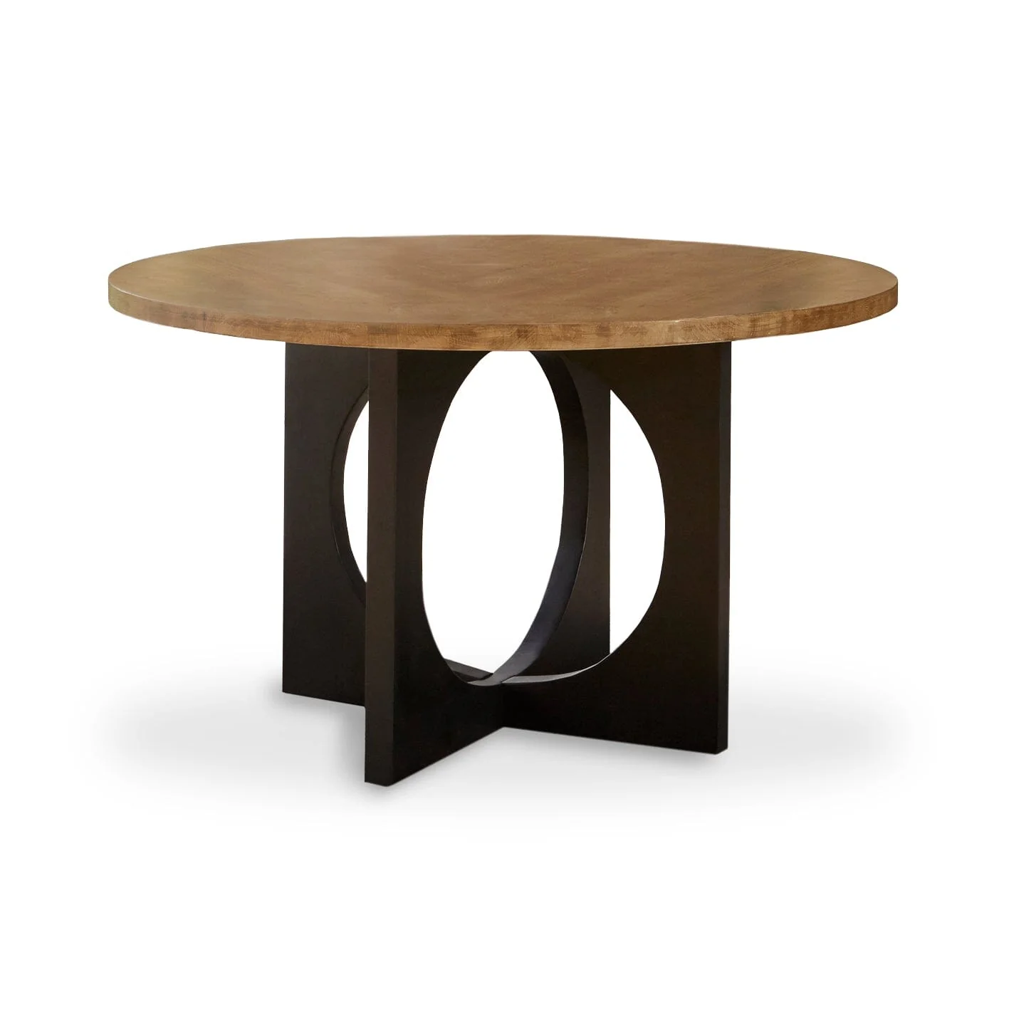 Jade Mango Wood Round Dining Table Set - 4 Seater - Freya Boucle Dining Chairs with Black Legs - Image 8