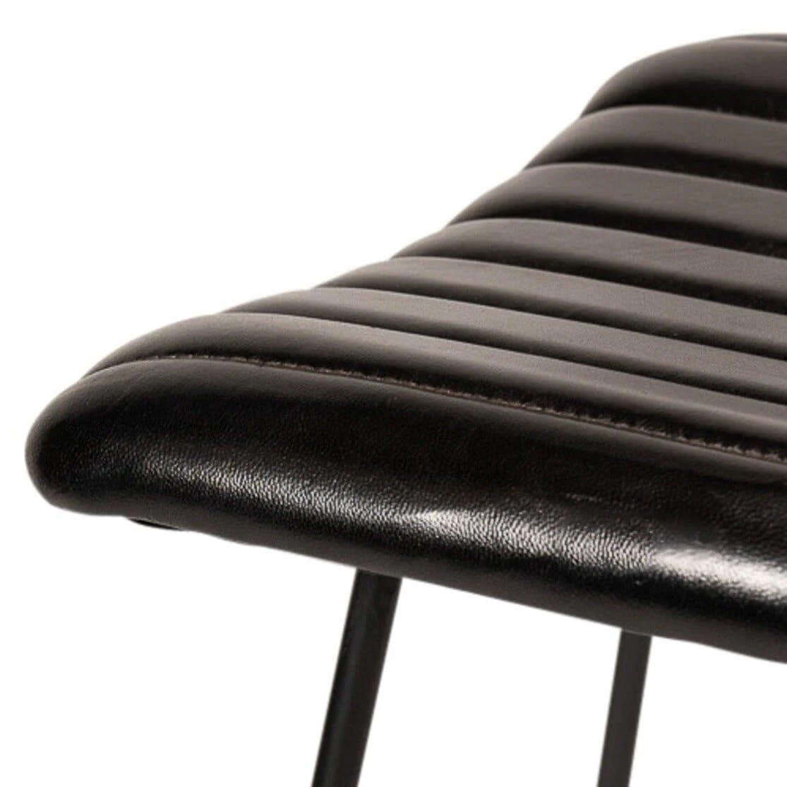 Jayden Black Leather Tall Backless Bar Stools - Set of 2 - Black Metal Legs - Image 4