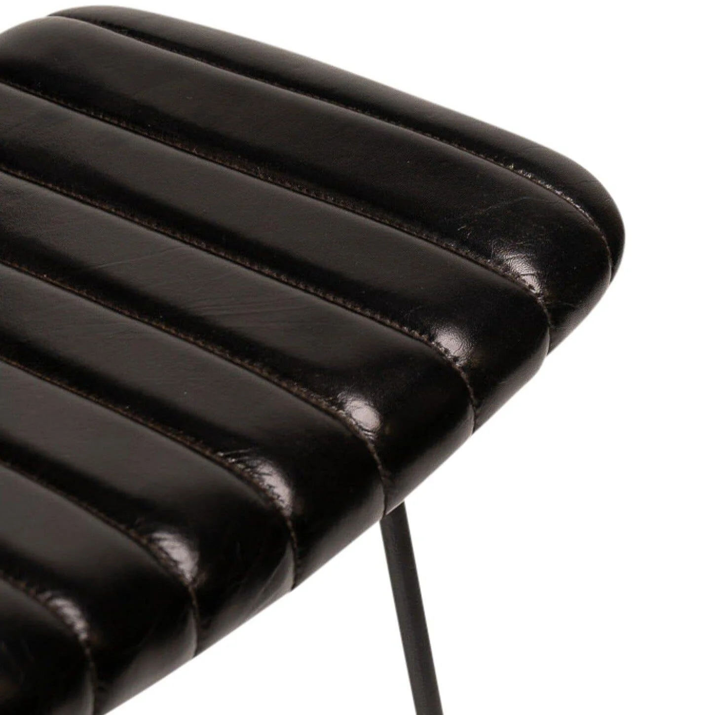 Jayden Black Leather Tall  Bar Stools - Set of 2 - Black Metal Legs - Image 4