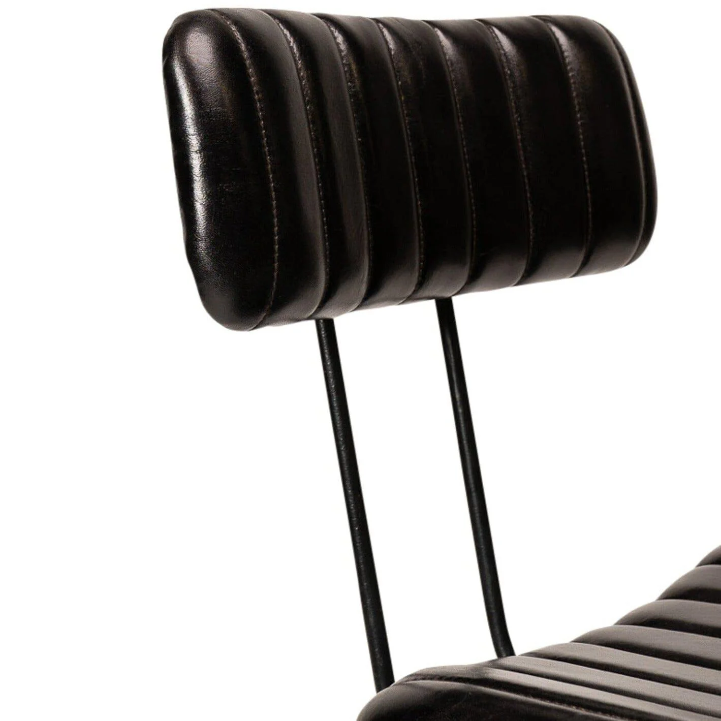 Jayden Black Leather Tall  Bar Stools - Set of 2 - Black Metal Legs - Image 6