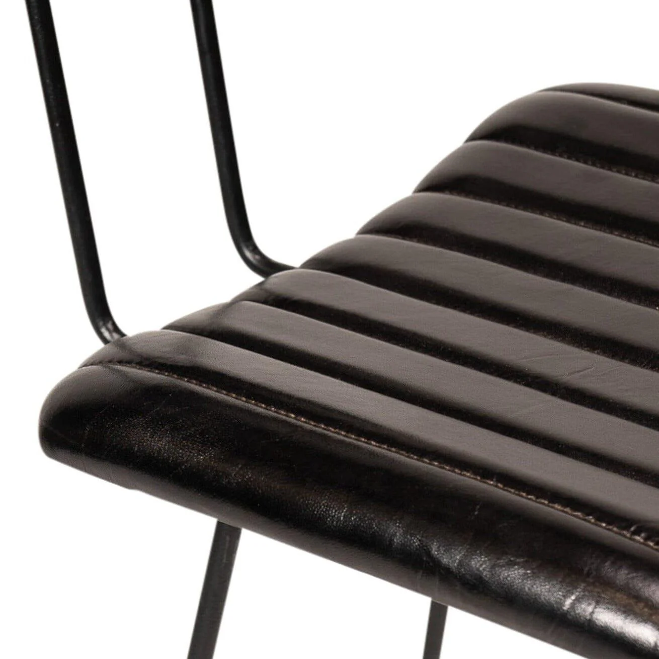 Jayden Black Leather Tall  Bar Stools - Set of 2 - Black Metal Legs - Image 8