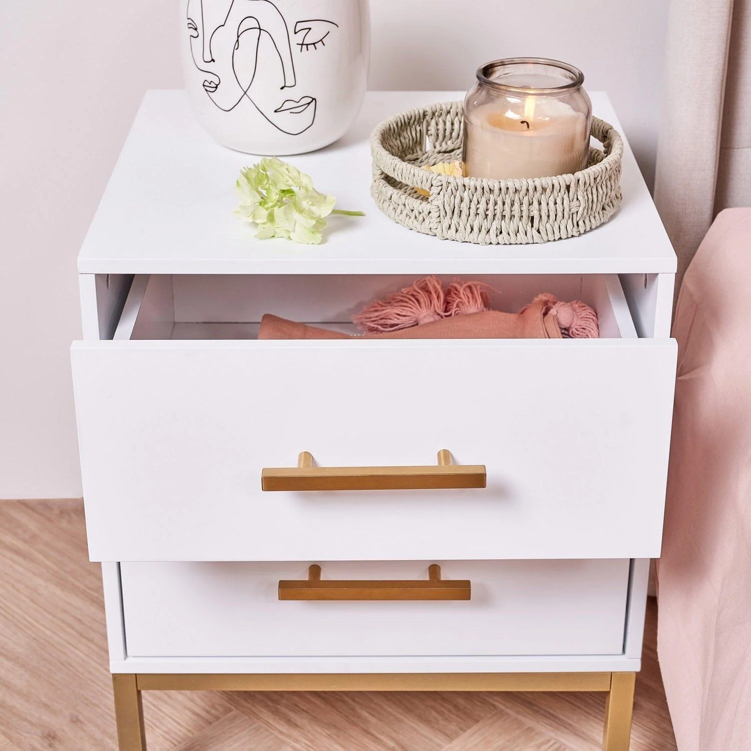 Outlet - Marie Bedside Table - White - Image 3