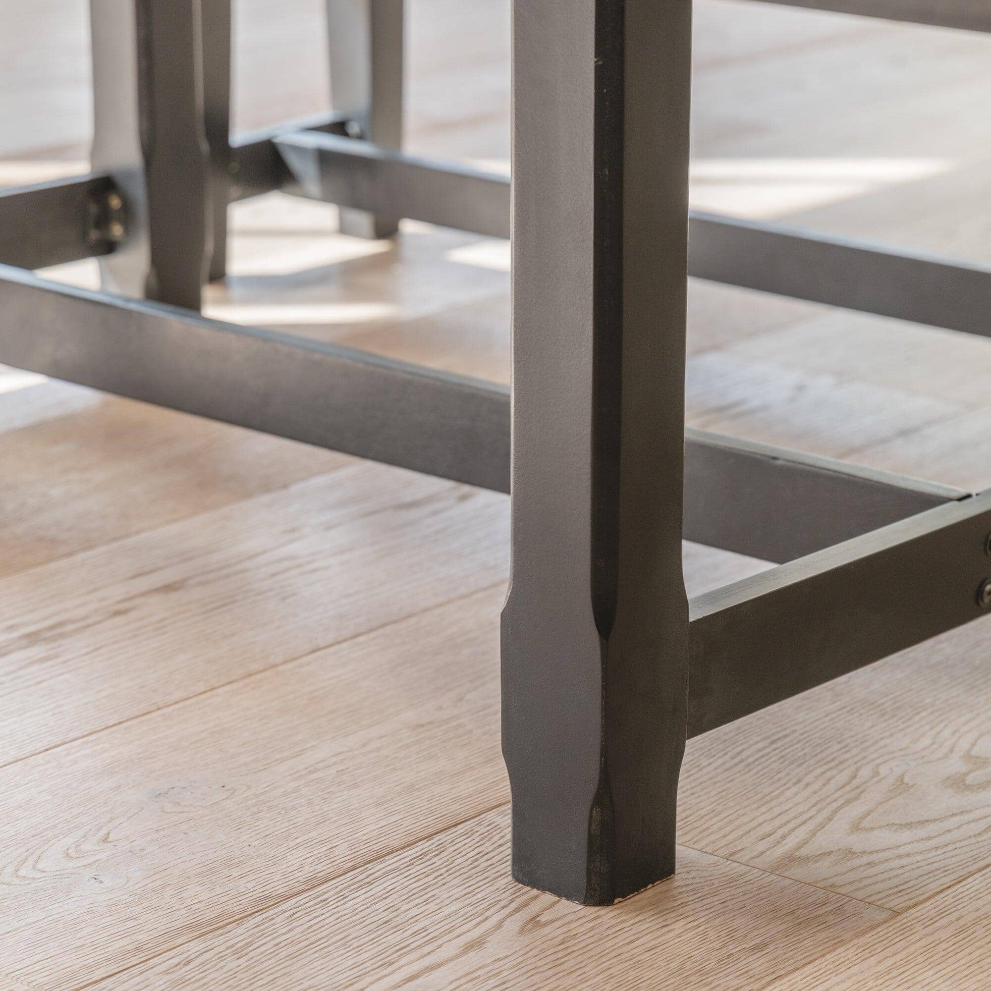 Matilda Chalked Mango Wood Dining Table Set -  2 x Matilda Benches - Black - Image 6