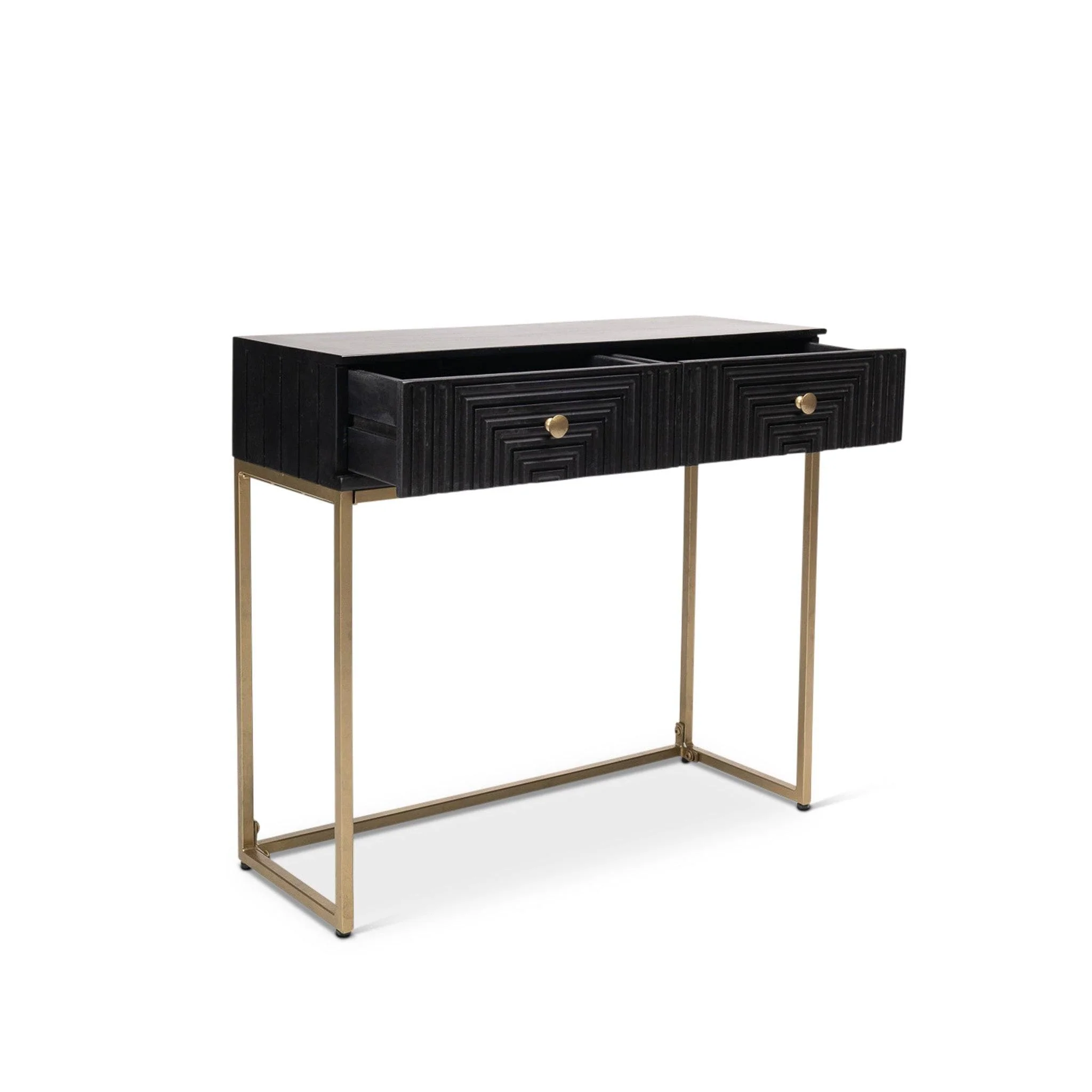 Rayna Black Mango Wood 2 Drawer Console Table - Image 12