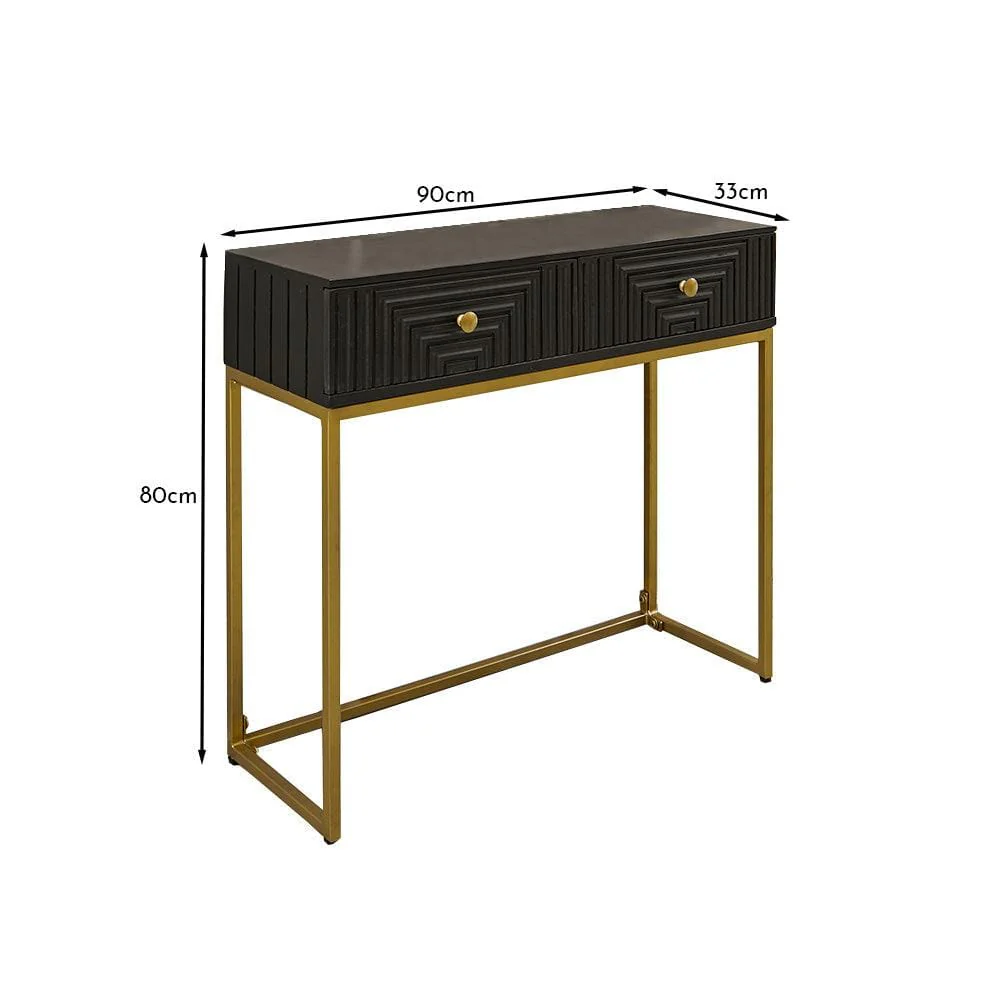 Rayna Black Mango Wood 2 Drawer Console Table - Image 14