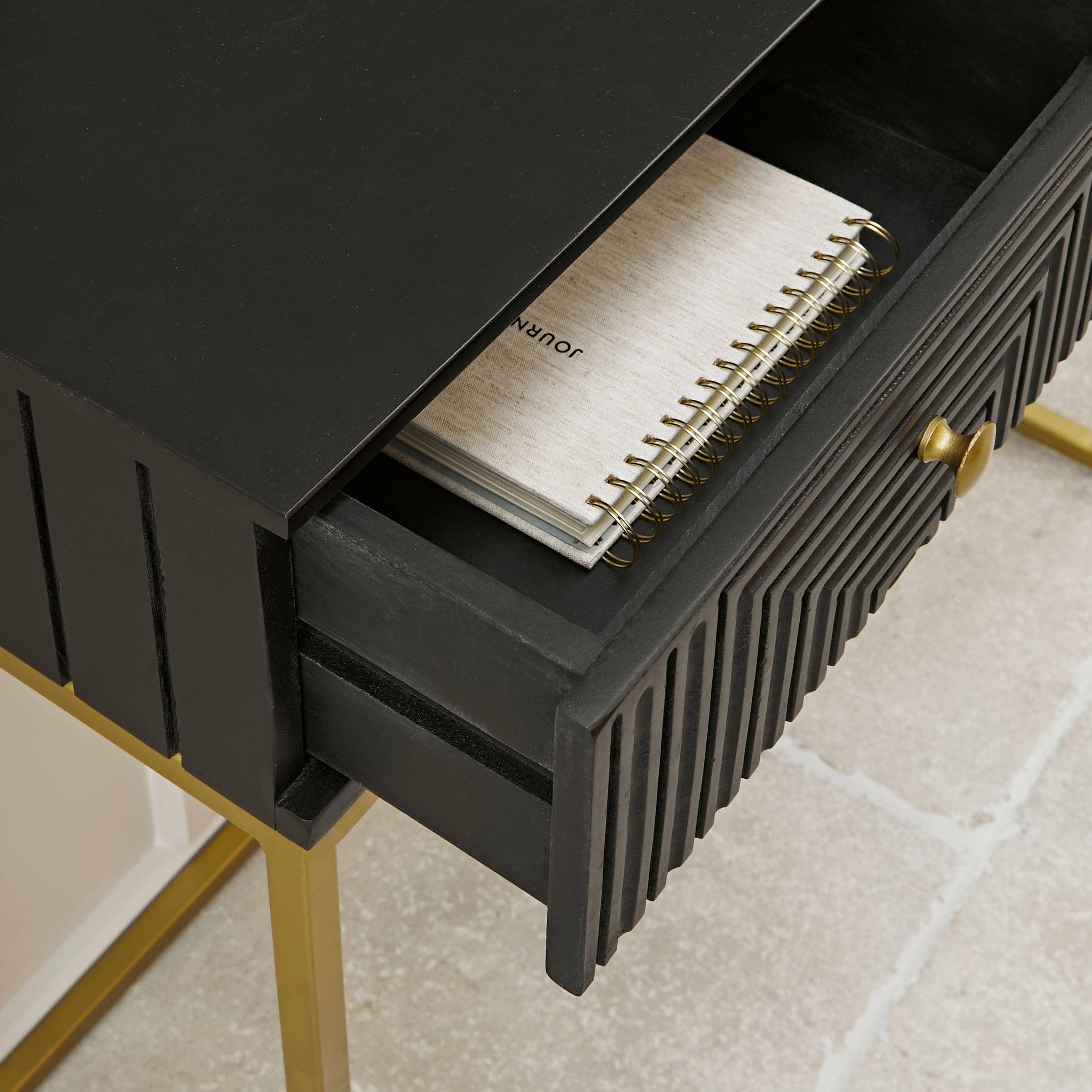 Rayna Black Mango Wood 2 Drawer Console Table - Image 8