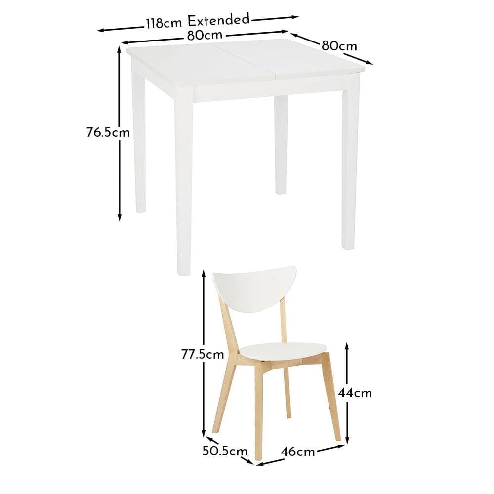 Paul White Extendable Dining Table Set - 2 Seater - Paul White Dining Chairs - Beech Legs - Image 10