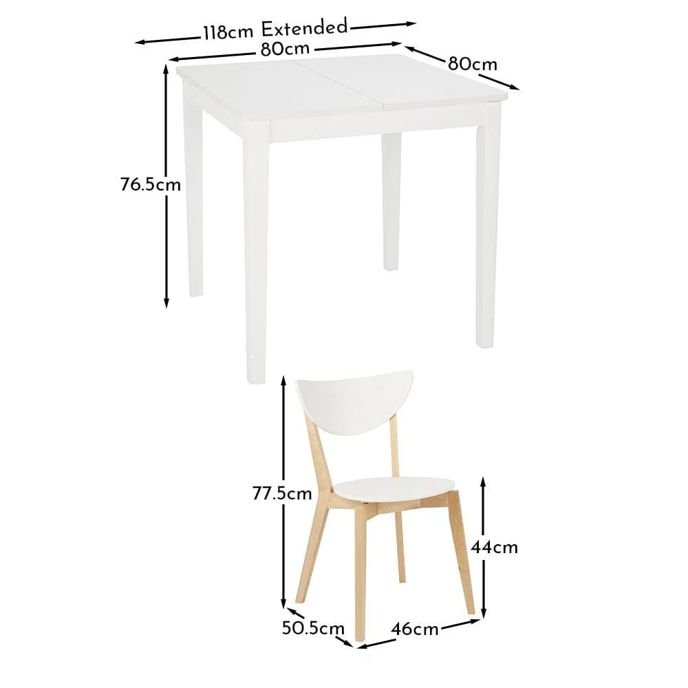 Paul White Square Extendable Dining Table - 4 Seater - Paul White Dining Chairs - Beech Legs - Image 12