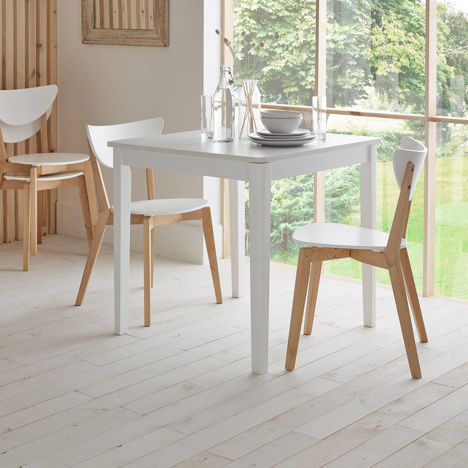 Paul White Square Extendable Dining Table - 4 Seater - Paul White Dining Chairs - Beech Legs - Image 4
