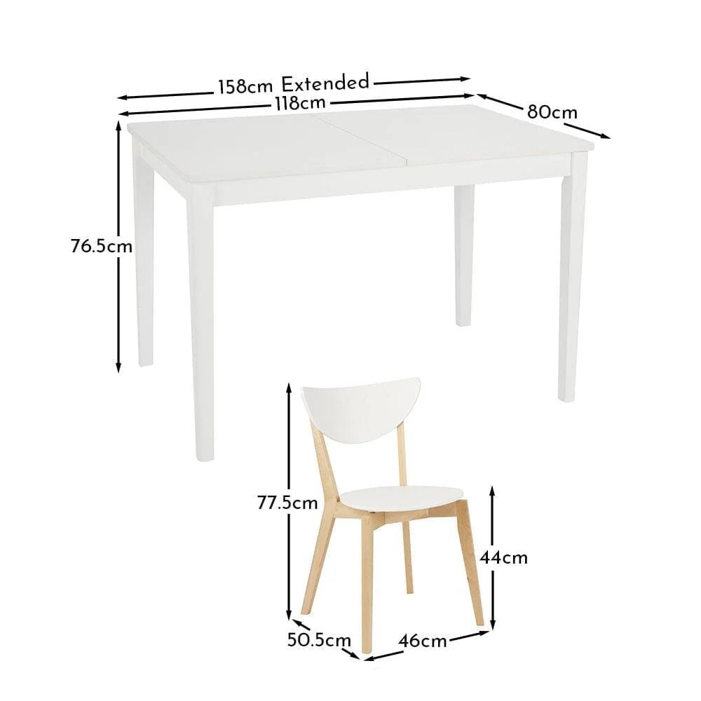 Paul White Extendable Dining Table Set - 6 Seater - Paul White Dining Chairs - Beech Legs - Image 11