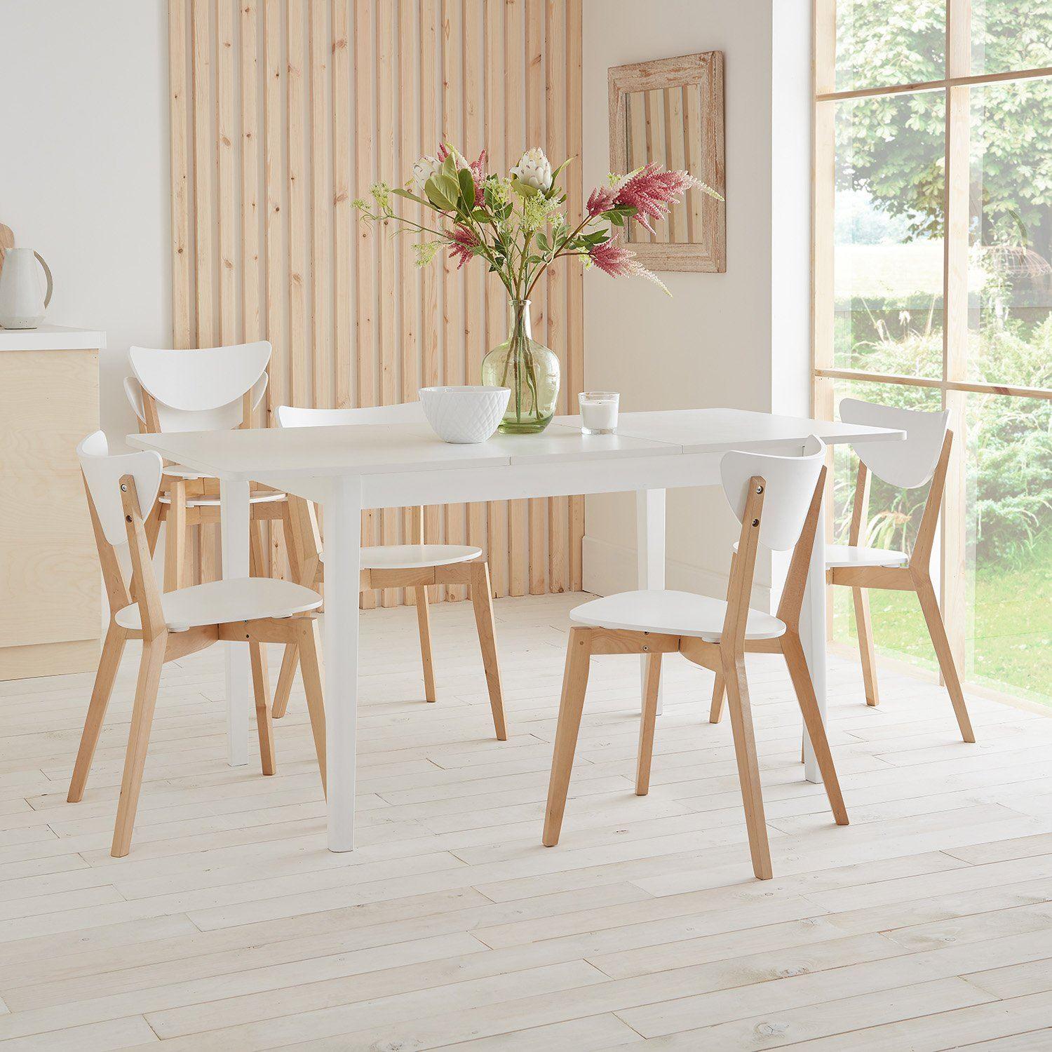Paul White Extendable Dining Table Set - 6 Seater - Paul White Dining Chairs - Beech Legs - Image 3