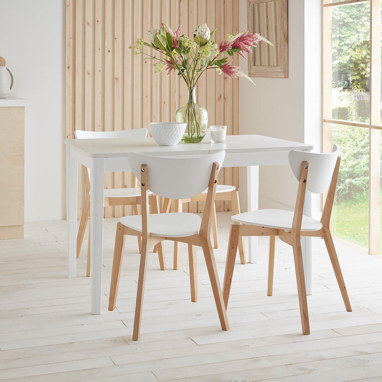 Paul White Extendable Dining Table Set - 6 Seater - Paul White Dining Chairs - Beech Legs - Image 4