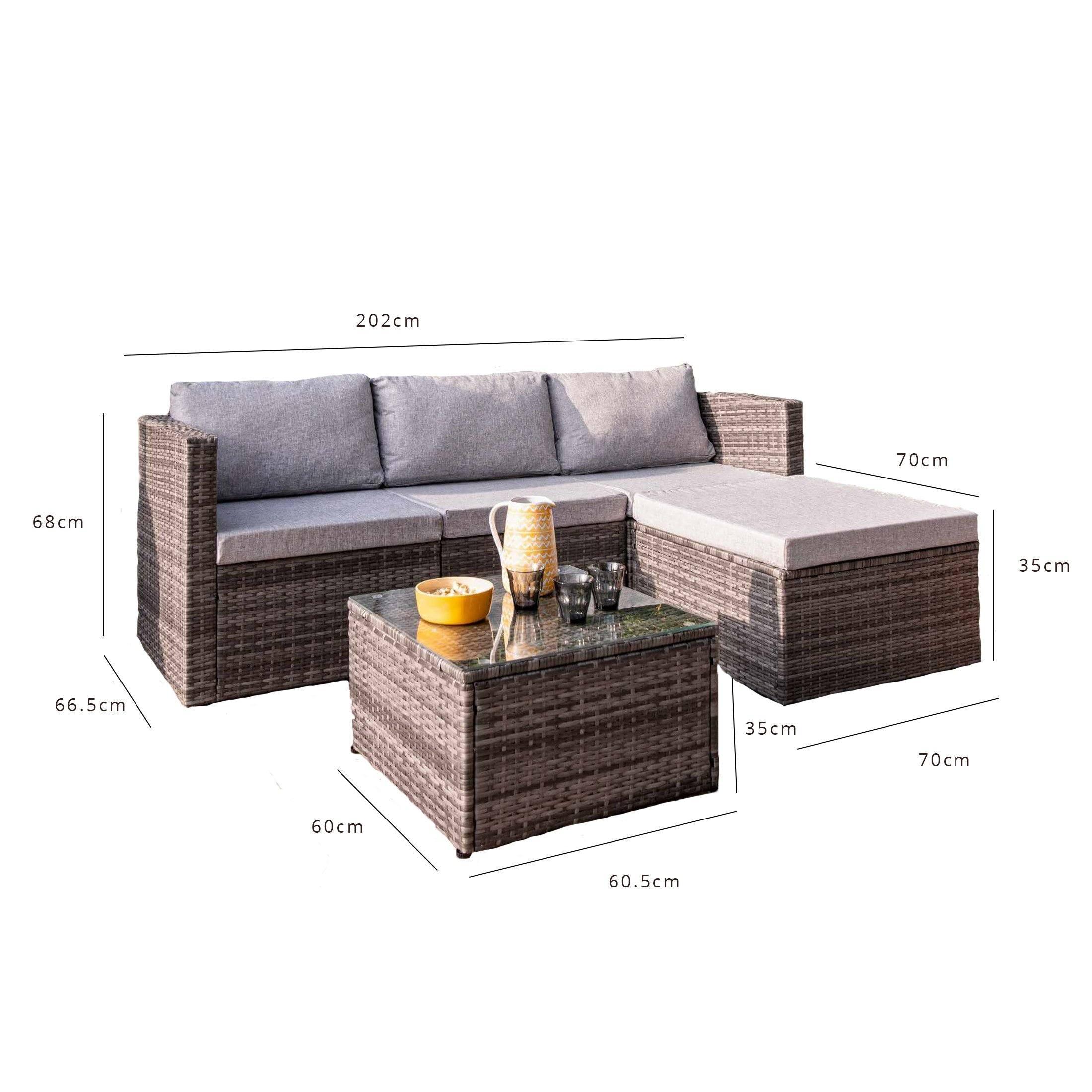 Weston 4 Seater Rattan Corner Sofa Set - Grey Weave - Image 10