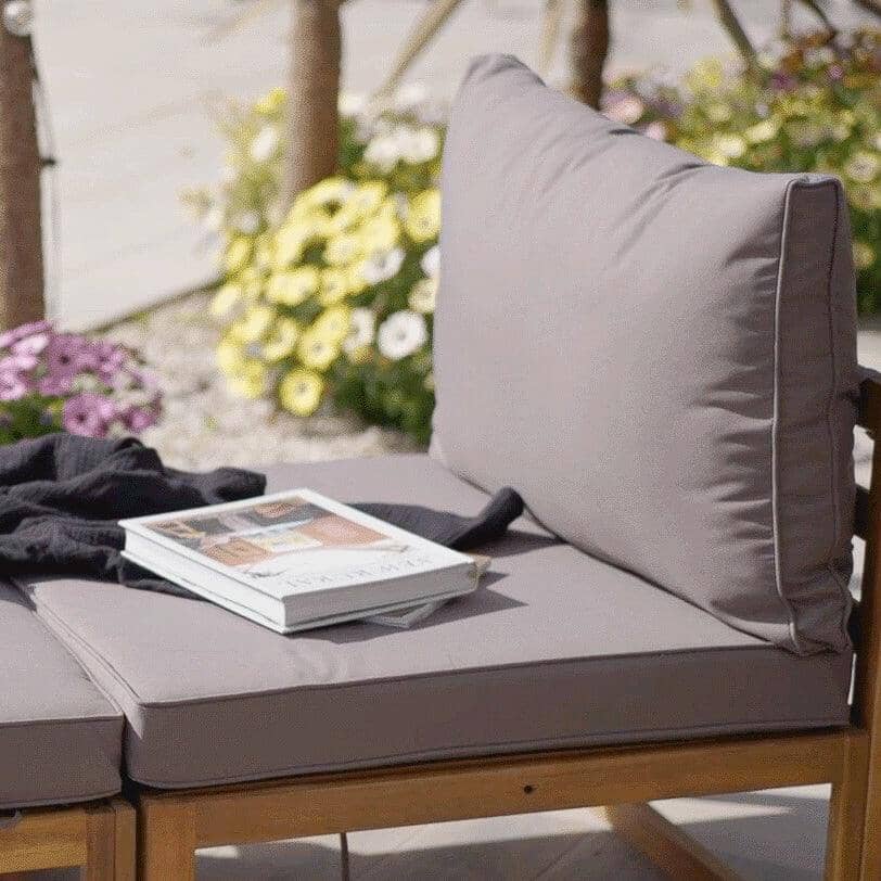 Rowan 3 Seater Wooden Garden Armless Sofa - Grey - Image 3