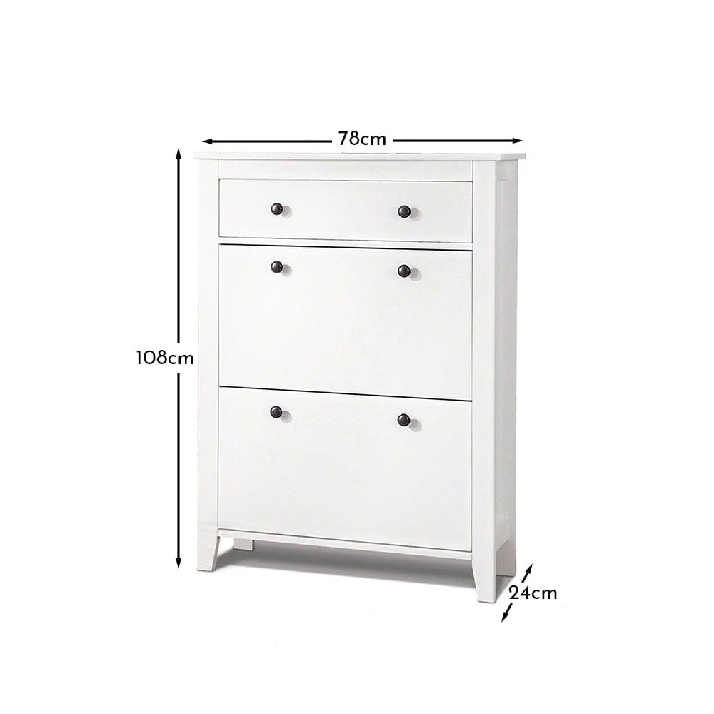 Sandhurst Shoe Cabinet - 3 Door - White - Image 5