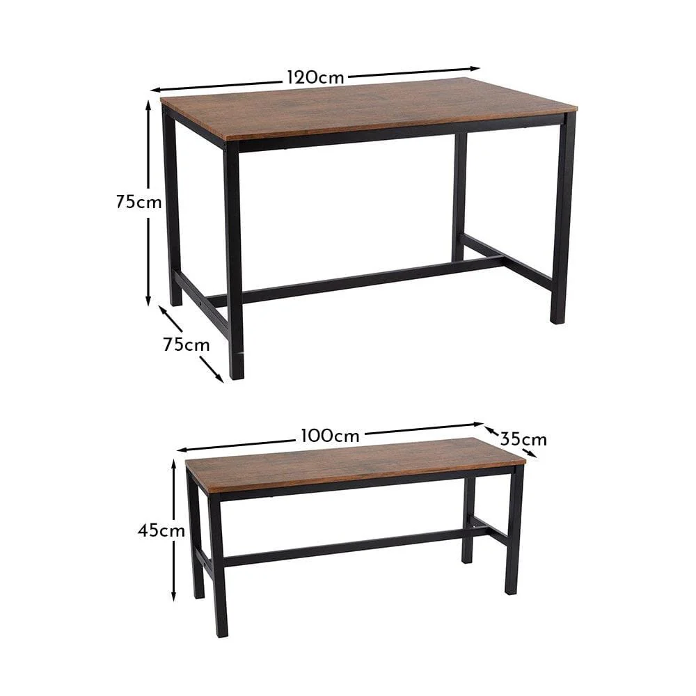 Sheffield Rich Oak Dining Table Set - 4 Seater - 2 Sheffield Benches - Matte Black Legs - Image 12