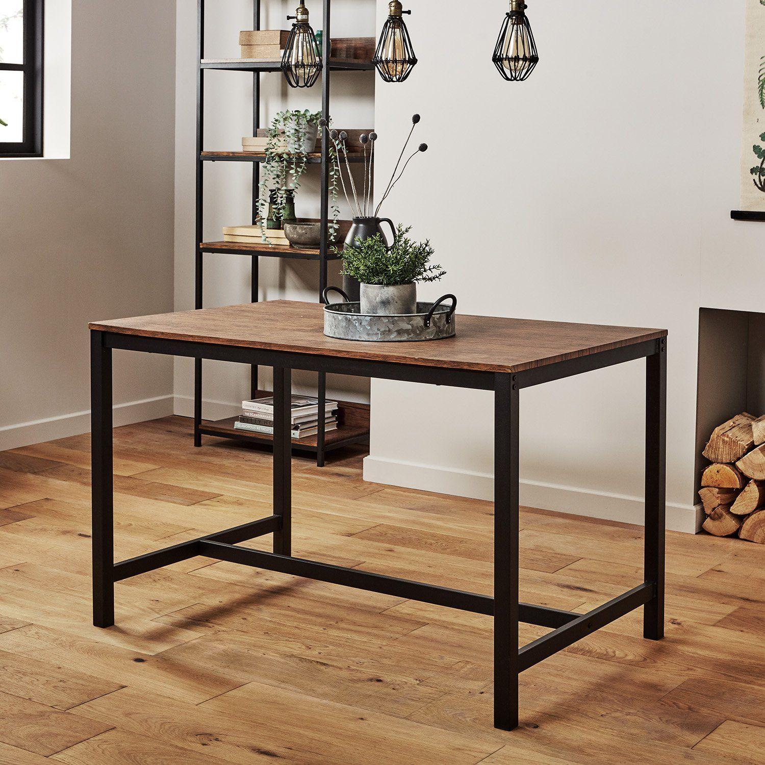 Sheffield Rich Oak Dining Table Set - 4 Seater - 2 Sheffield Benches - Matte Black Legs - Image 4