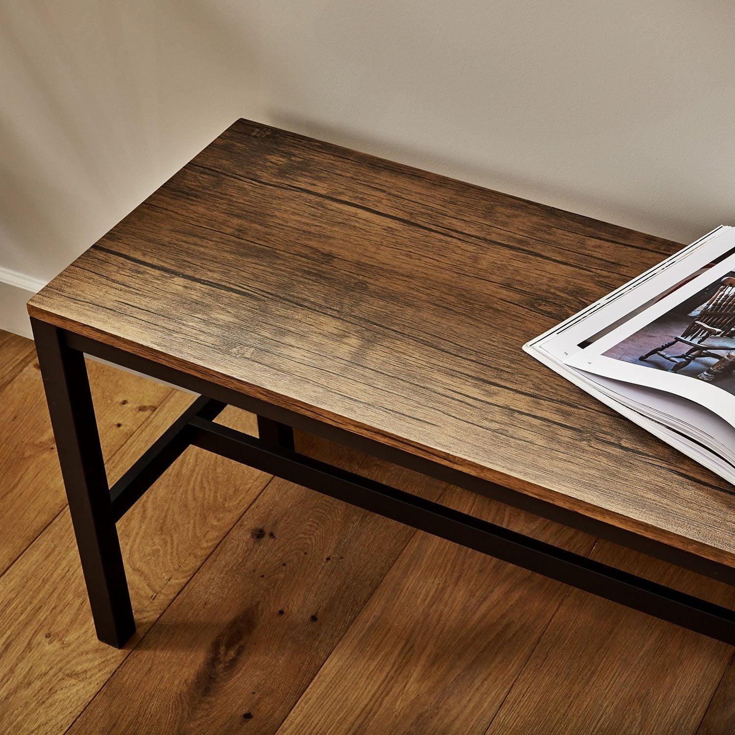 Sheffield Rich Oak Dining Table Set - 4 Seater - 2 Sheffield Benches - Matte Black Legs - Image 7