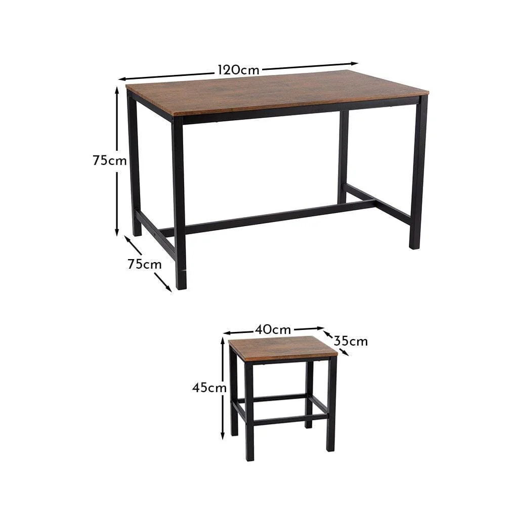 Sheffield Rich Oak Dining Table Set - 4 Seater - Sheffield Stools - Matte Black Legs - Image 11