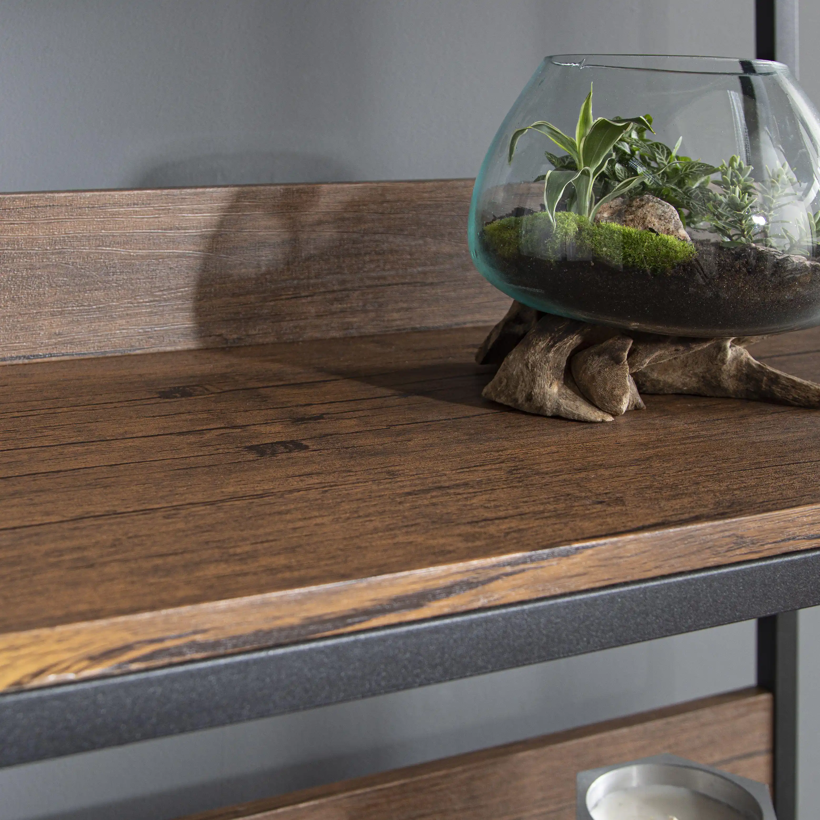 Sheffield Wooden Tall Bookcase - Black Metal Frame - Image 4