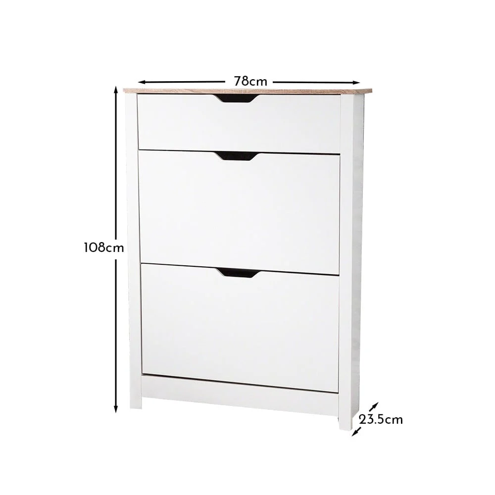 Windsor Shoe Cabinet - 3 Door - White - Image 7
