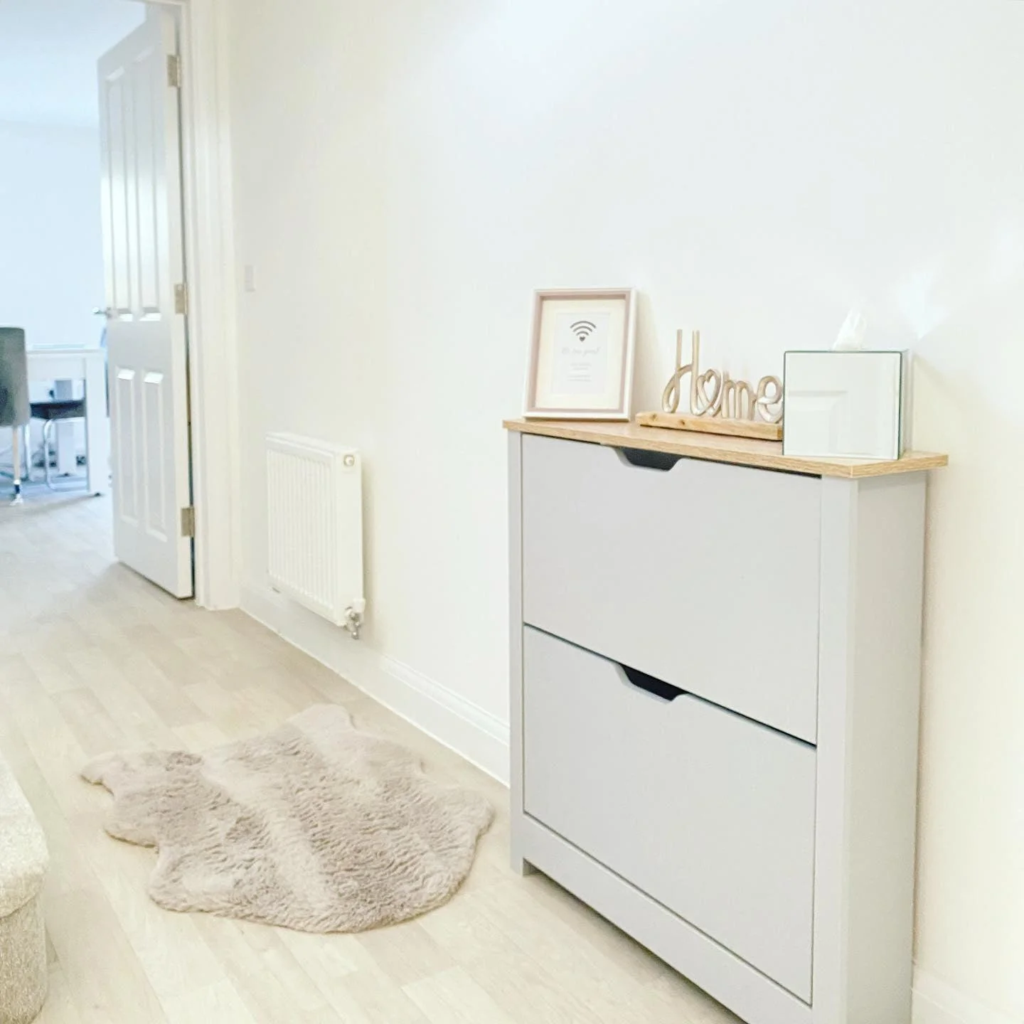 Windsor Shoe Cabinet - 2 Door - Grey - Image 3