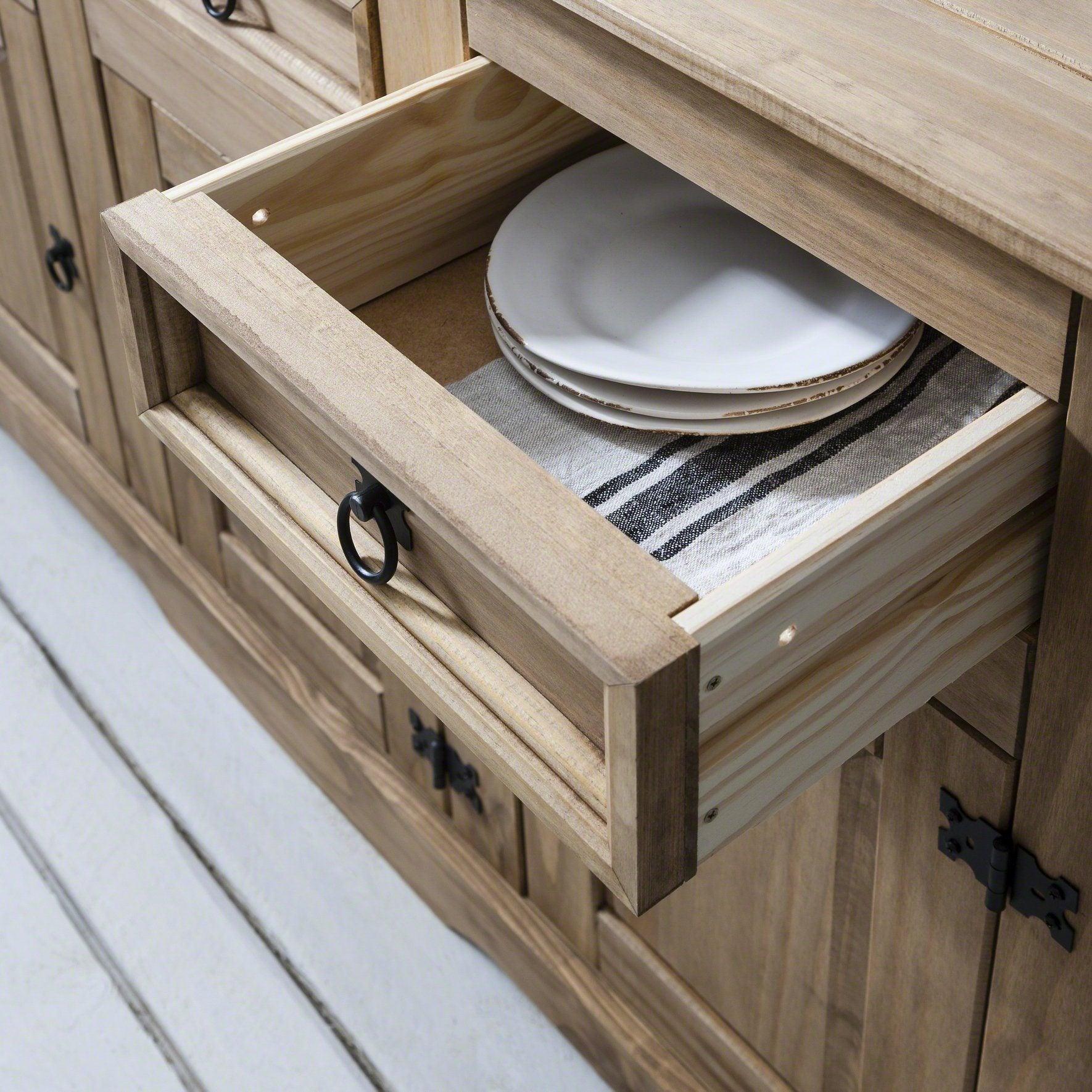 Sideboard - 3 Drawers 3 Doors - Solid Pine - Image 4