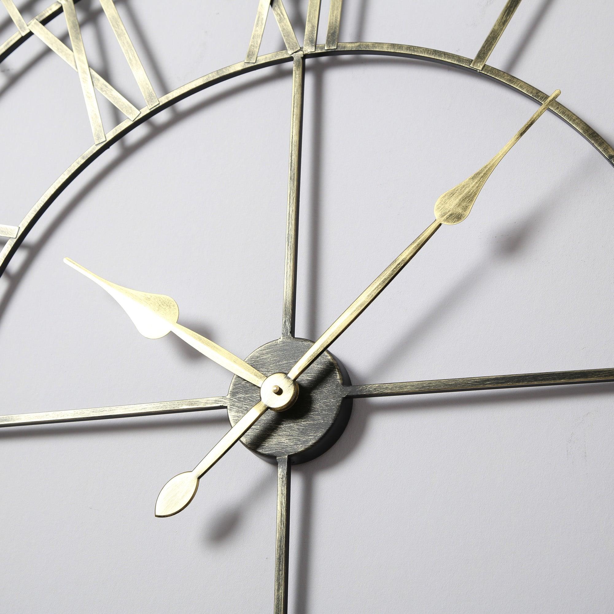 Riseley Large Skeleton Wall Clock - Black & Gold - Image 3