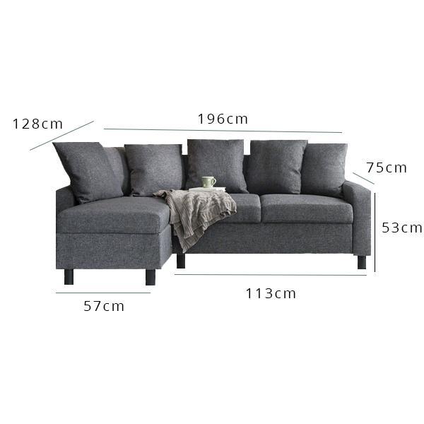 Tracy Corner Sofa - Grey Linen with Black Legs - Image 13