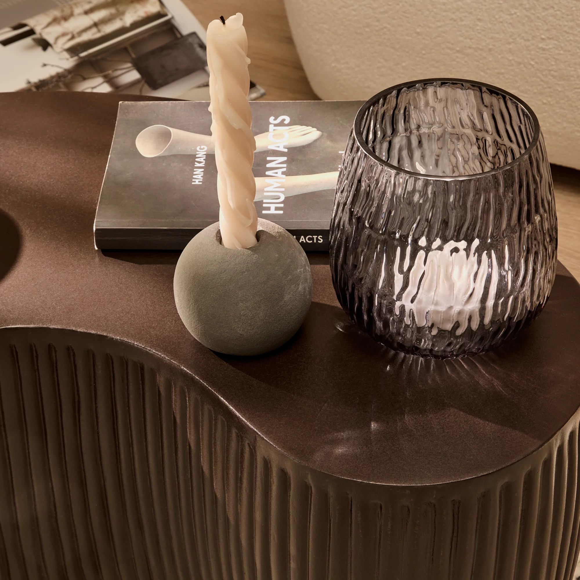 Sohan 61cm Kidney Coffee Table - Lava Black - Image 3