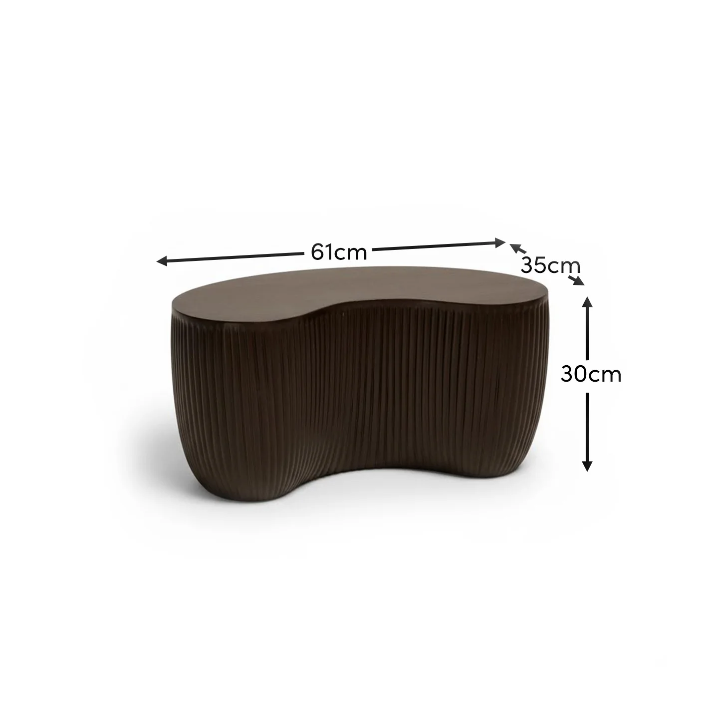 Sohan 61cm Kidney Coffee Table - Lava Black - Image 5