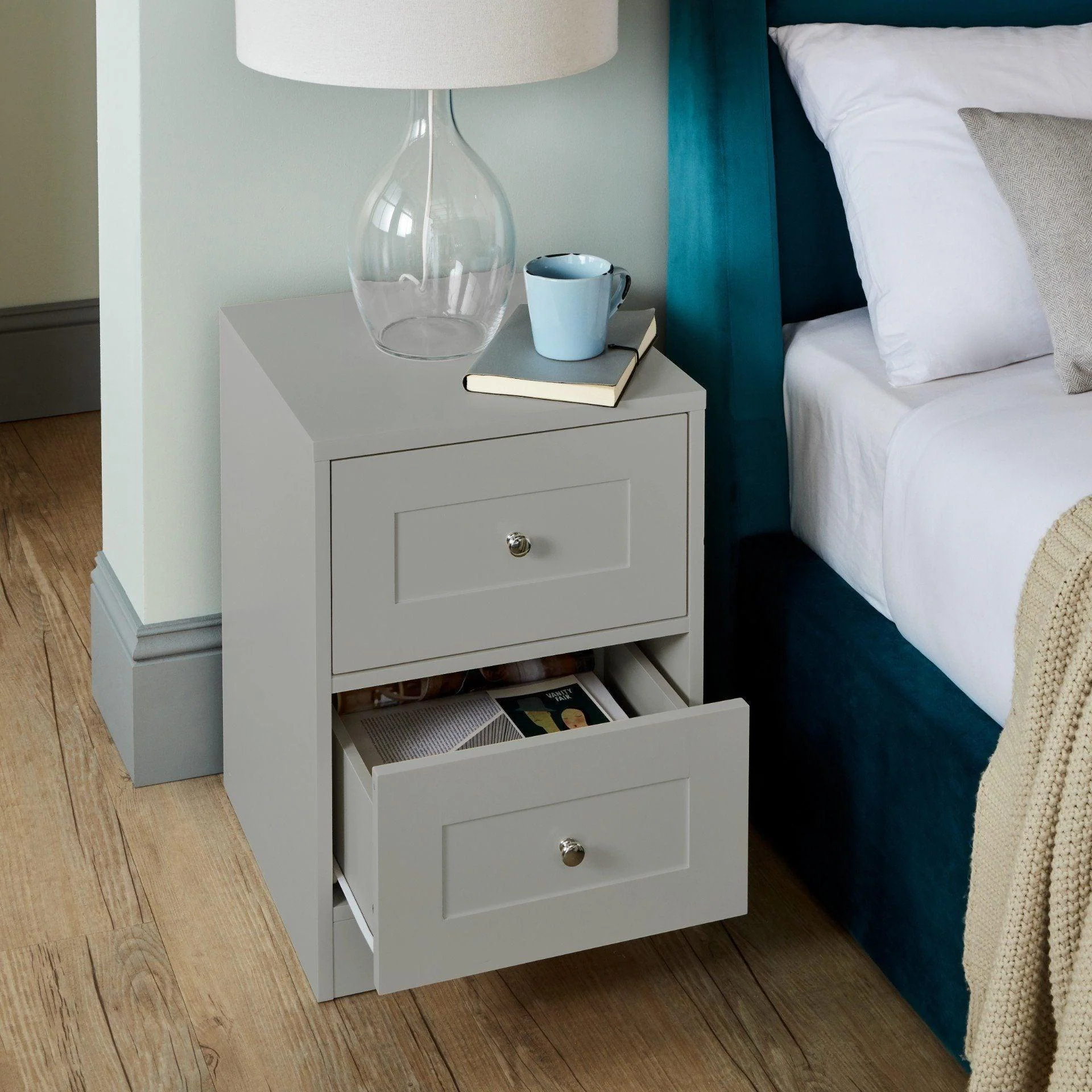Stevie Bedside Table - Grey - Image 4