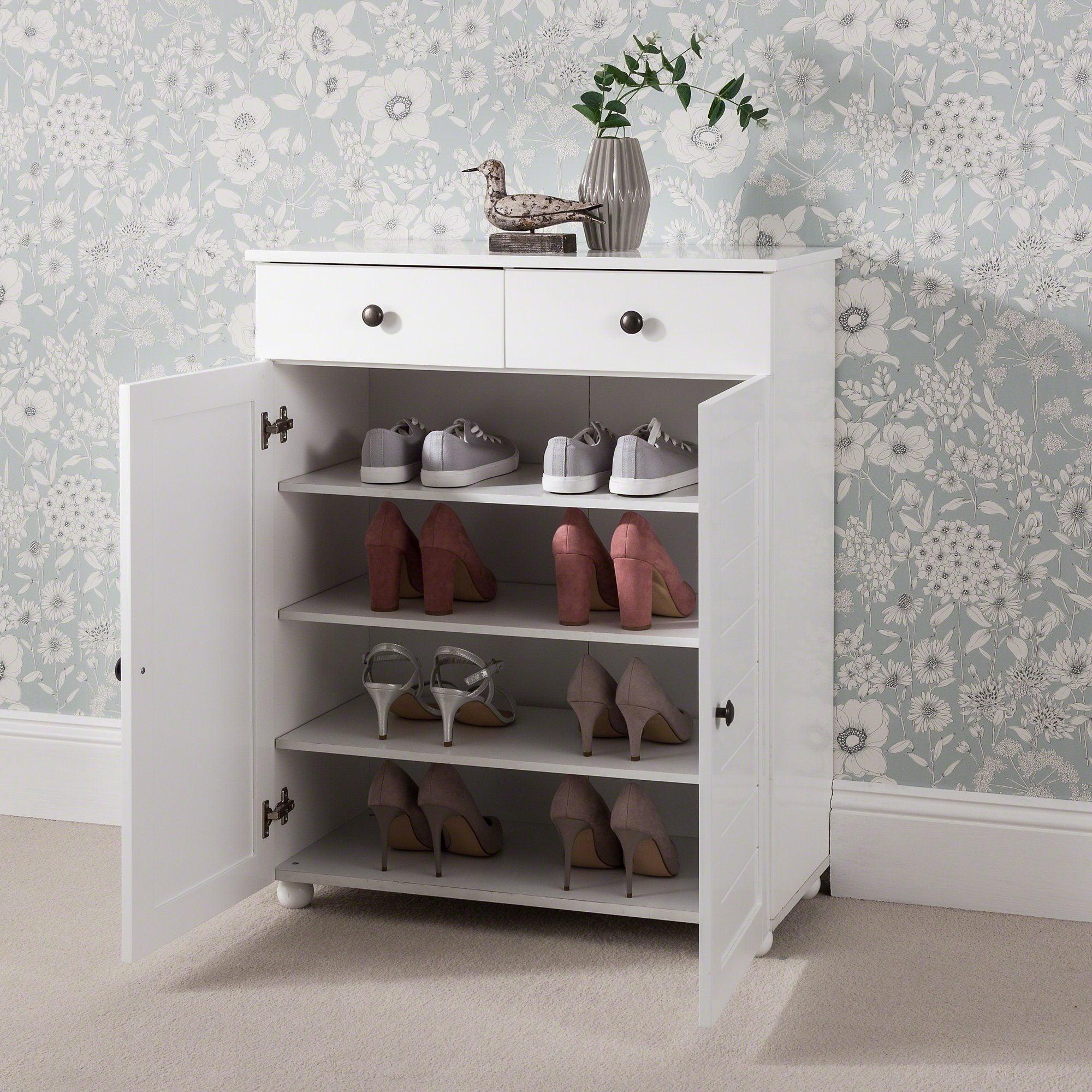 Ascot Shoe Cabinet - White Storage Cupboard - Image 5