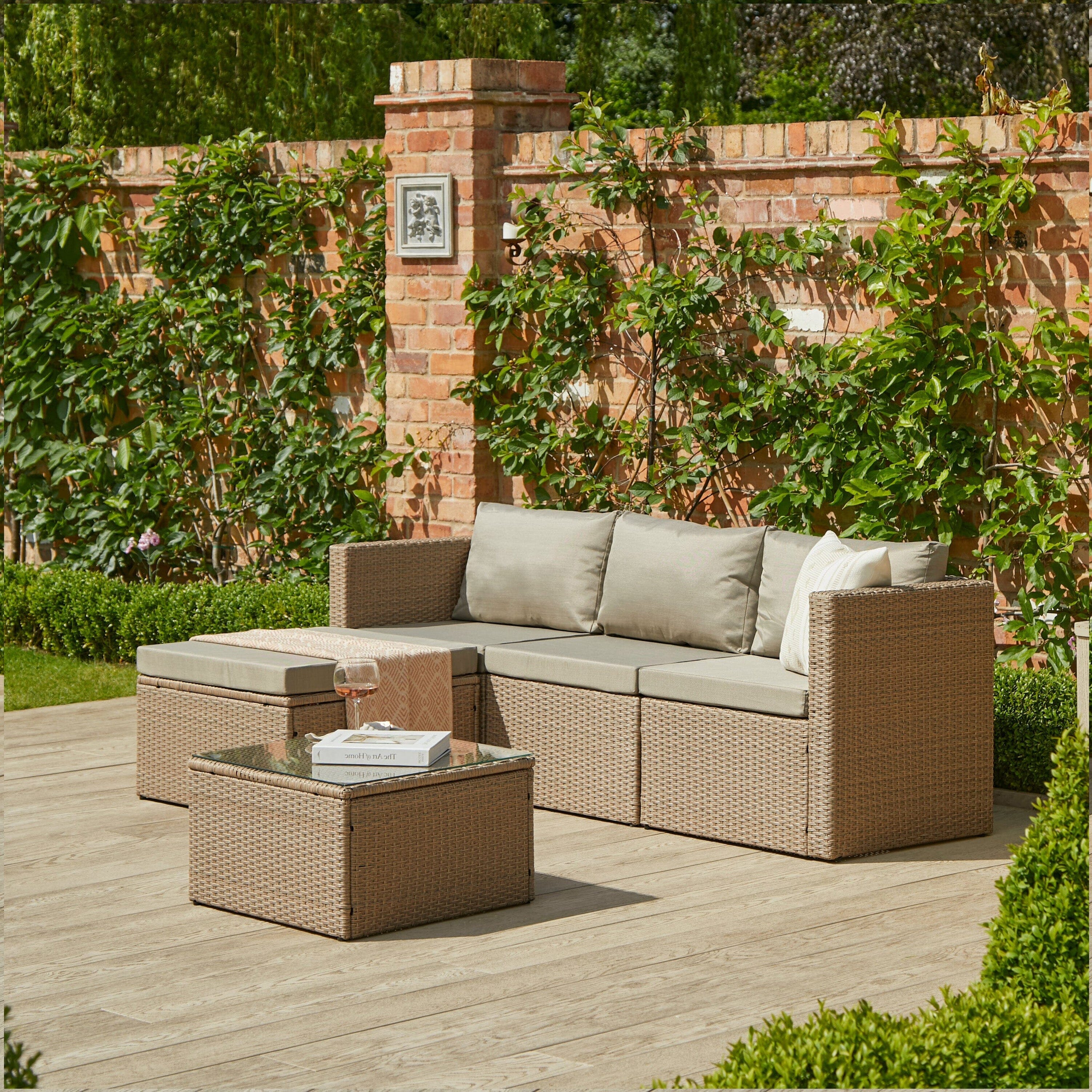 Weston 4 Seater Rattan Garden Corner Sofa Set - Natural Weave - Image 4