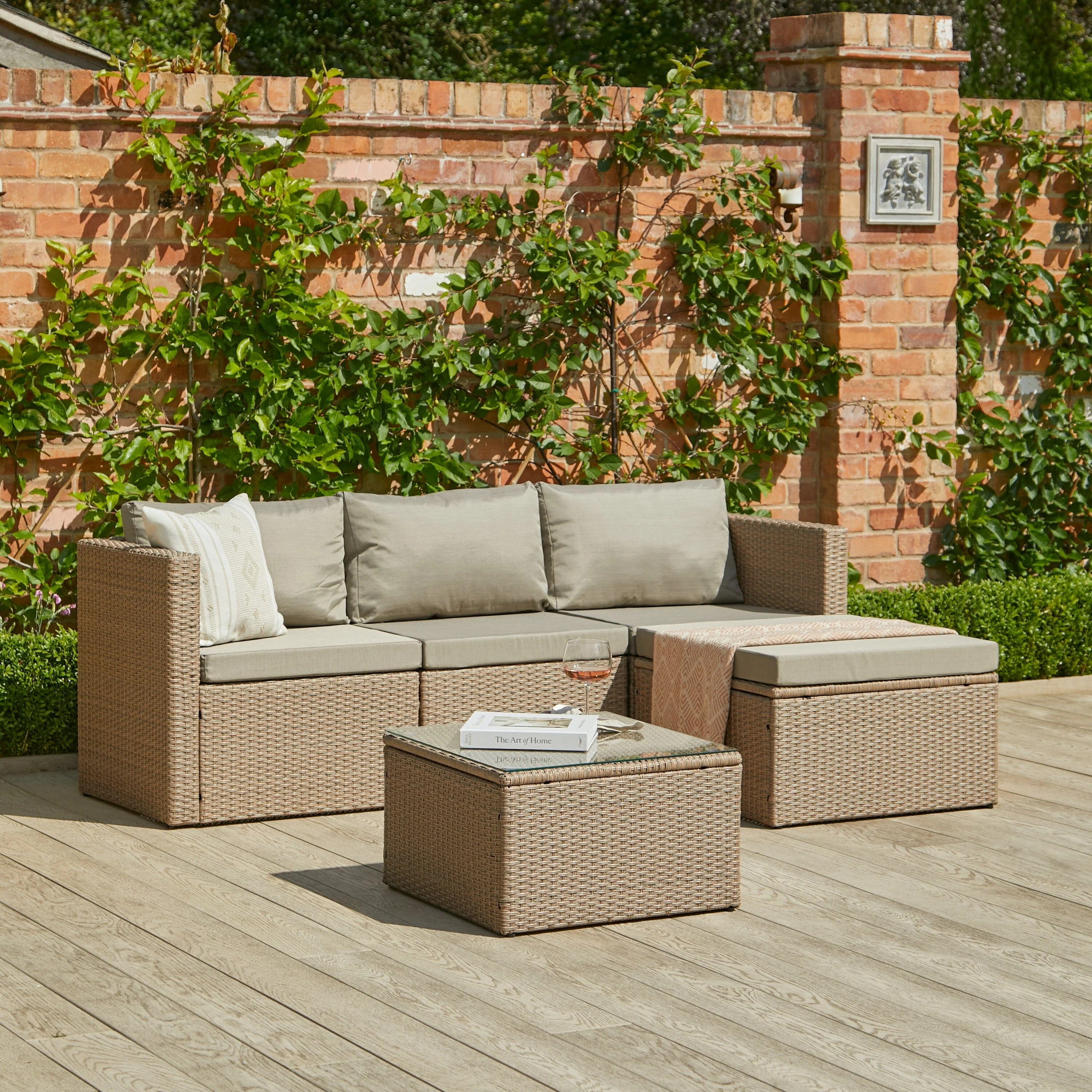 Weston 4 Seater Rattan Garden Corner Sofa Set - Natural Weave - Image 8