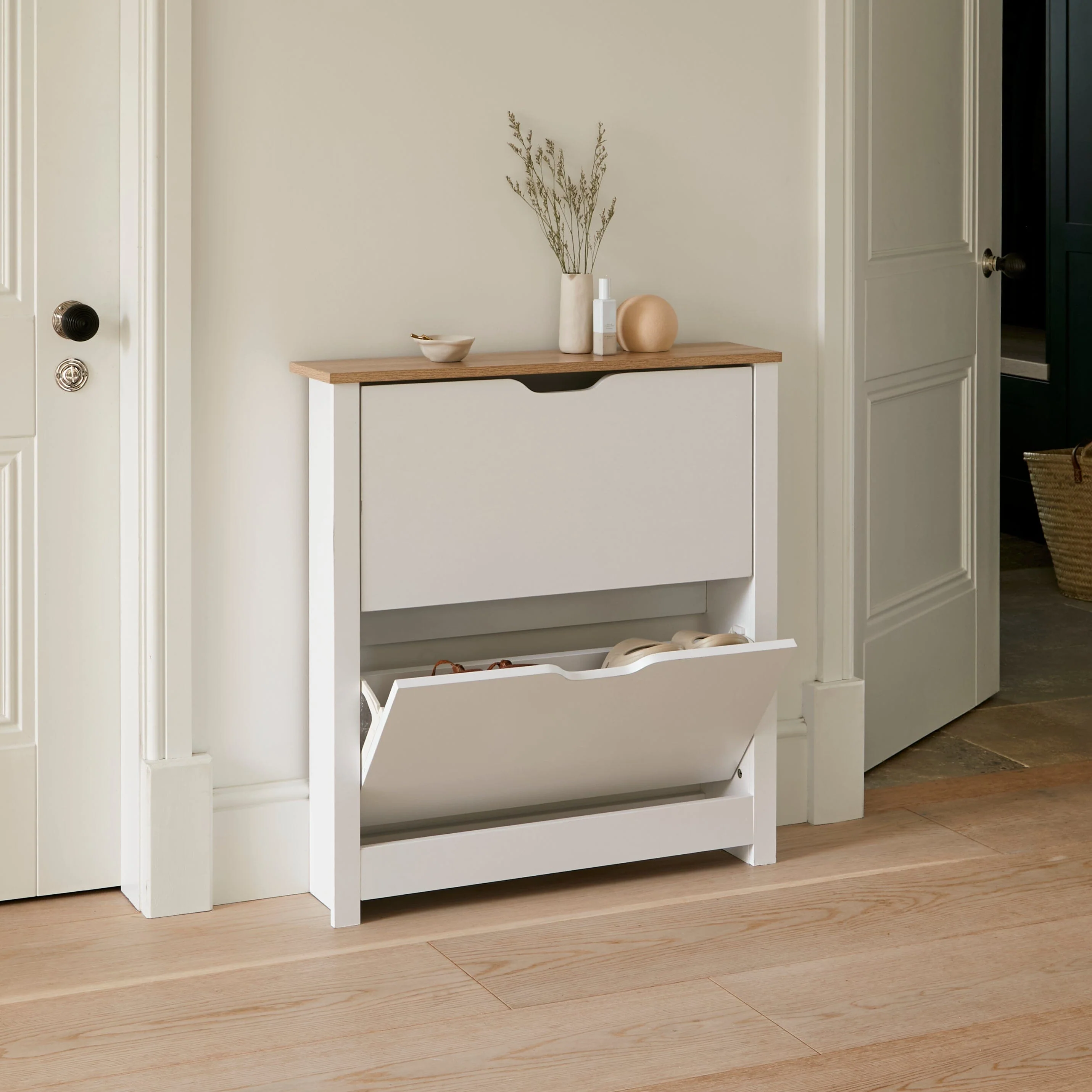 Windsor Shoe Cabinet - 2 Door - White - Image 6