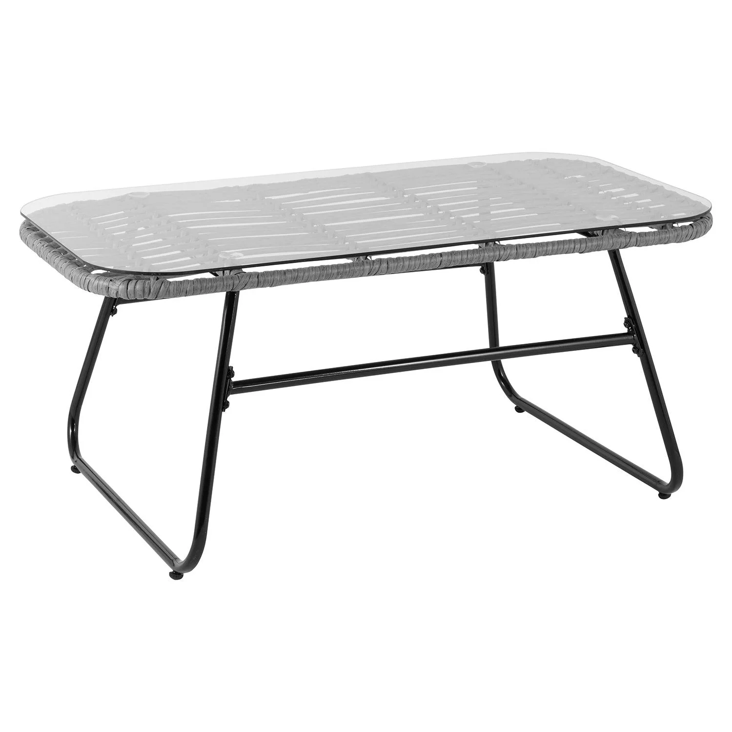 Wick Rattan Garden Sofa Set with Cream Parasol - Light Grey - Image 8